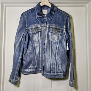 NWT Gap Women's Icon Jacket Medium Indigo Denim Silver Wash Size Large